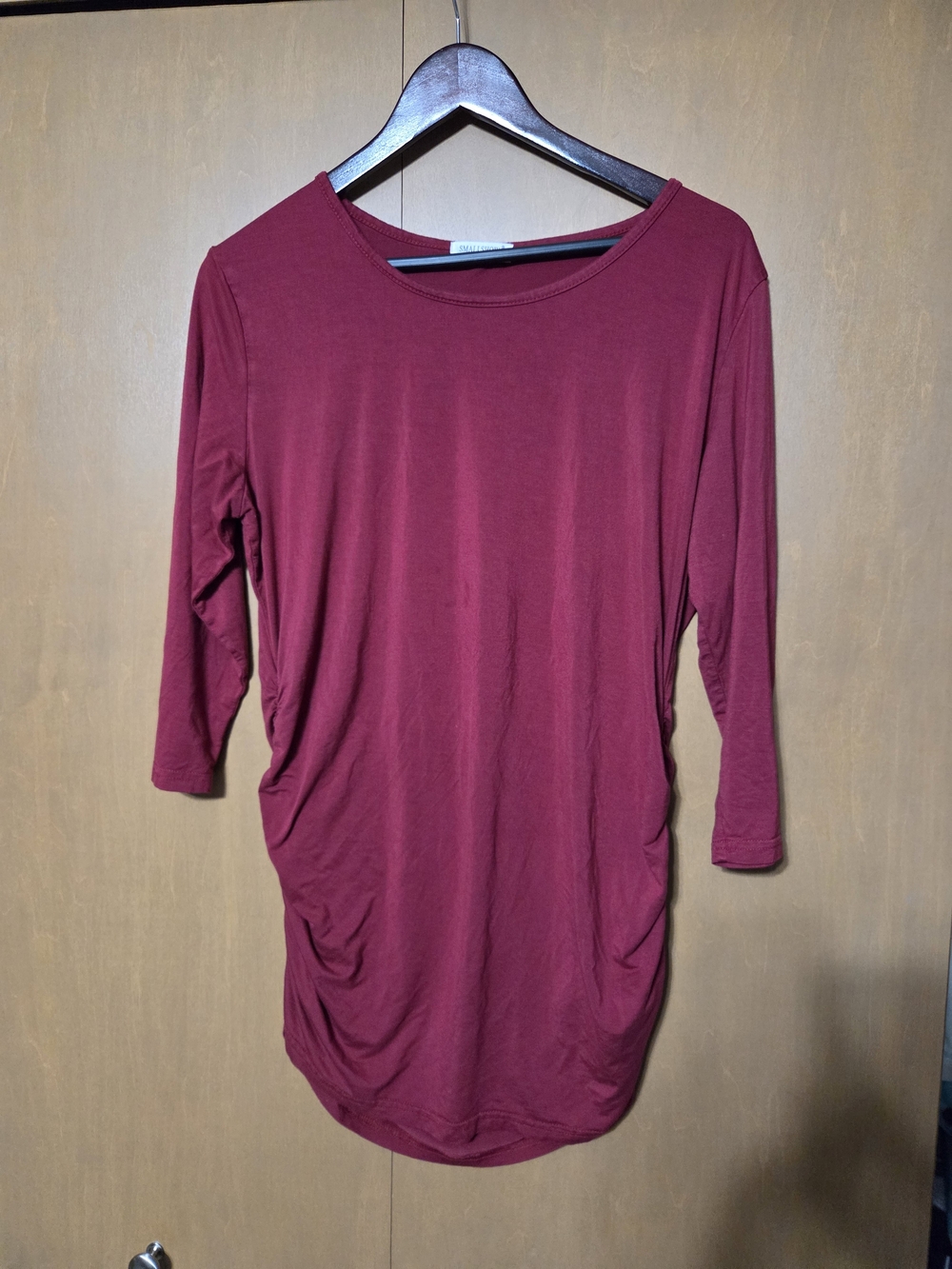 Maternity 3/4 Sleeve Burgundy Top